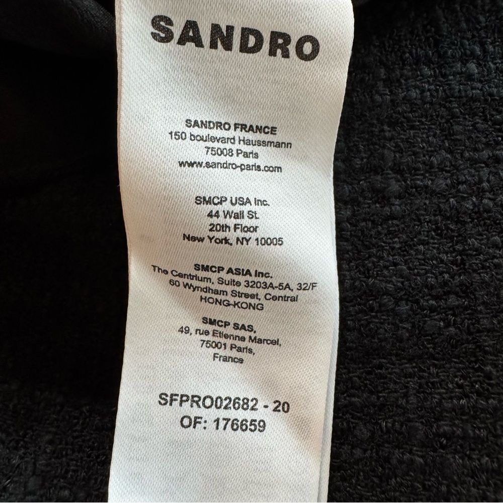 Sandro Paris Black Tweed Dress Gold Buttons Cap Sleeve Size 34/ US 2 NWT - Picture 11 of 16